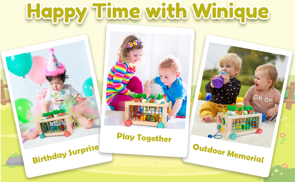 Winique Montessori Toys for 1 Year Old Carrot Harvest Game Learning Education Toys for Kids 1 2 3 4 Shape Sorter Fine Motor Skills Toys for Baby Boys Girls Toddler Activities 22 Wooden Montessori Toys