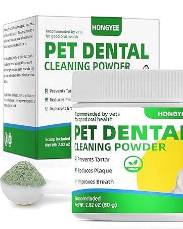 Pet Dental Powder for Dogs & Cats Breath Freshener Powder for Bad Breath, Plaque, Tartar Remover
