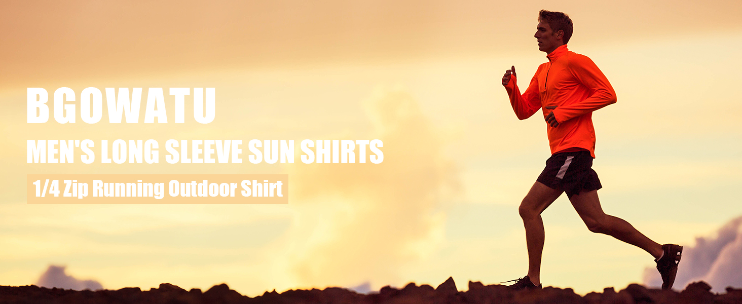 BGOWATU Men's Hiking Shirts Long Sleeve Sun Shirts UPF 50+ Quarter Zip