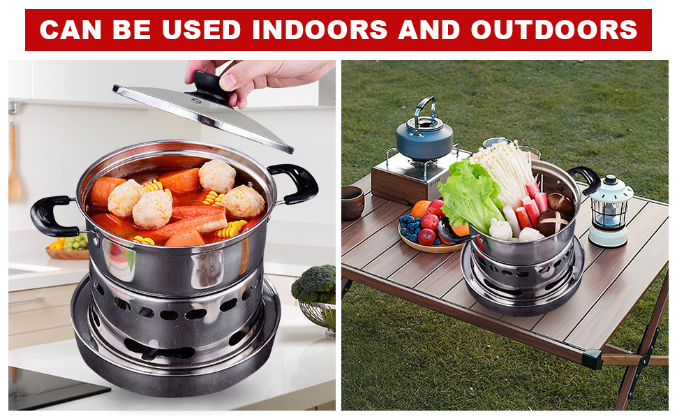 Spirit Cooker with Pot Camping Stoves Set Hot Pot Alcohol