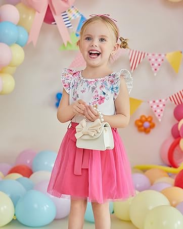 Girls' Summer Clothing Sets Sleeveless T-Shirt with Tulle Skirt Set Leisure Children's Dress