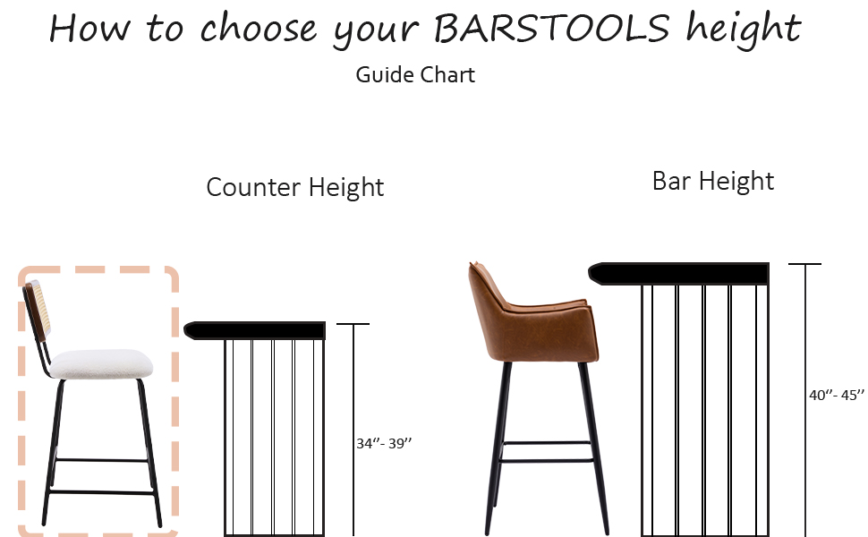 ZH4YOU Rattan Counter Height Bar Stools, 26'' Modern Boucle Counter Stools with Cane