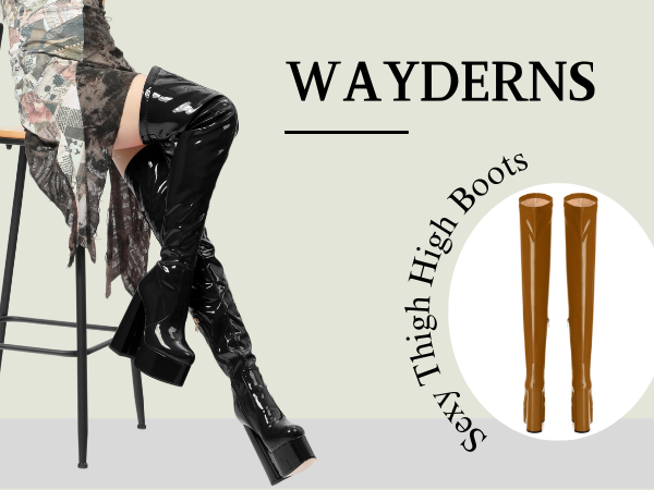 Amazon.com | WAYDERNS Baby Pink Over the Knee Boots for