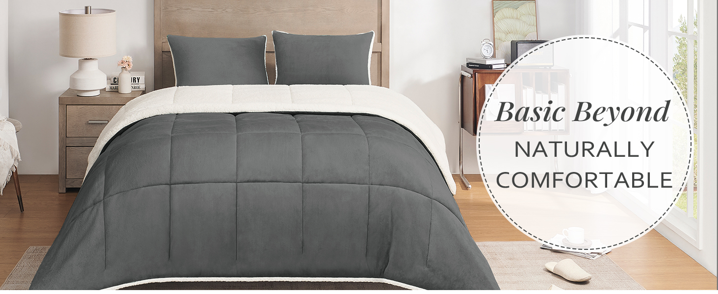 Basic Beyond Queen Comforter Set Luxury Fleece Sherpa