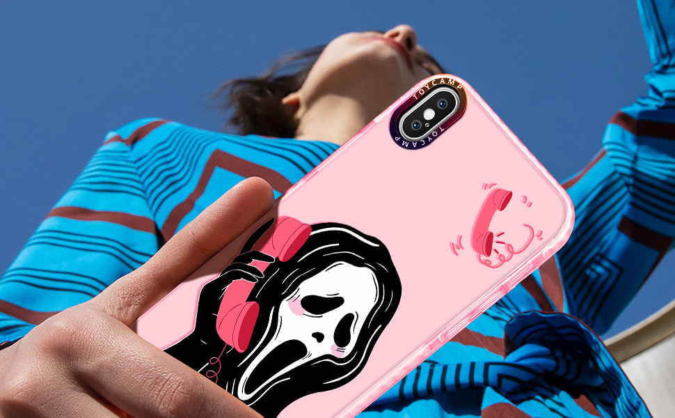 Toycamp for iPhone X & iPhone Xs Phone Case Cute Fun Funny Leopard Lip Tongue Print
