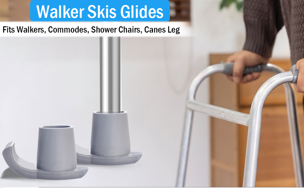 Walker Skis Glides, 2 Pack 1 1/8 Inch Walker Skis for Seniors, Heavy Duty Universal