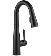 Delta Faucet Essa Matte Black Bar Faucet with Pull Down Sprayer, Black Bar Sink Faucet Single Hol...