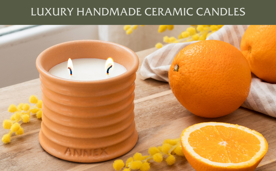 Scented Luxury Candles in Handmade Ceramic Jars, Soy Wax, Non Toxic