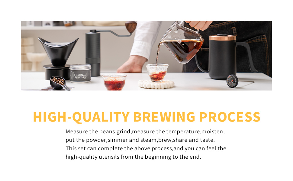 MAVO Pour Over Coffee Maker Set Includes Manual Coffee Grinder,Pour Over Kettle