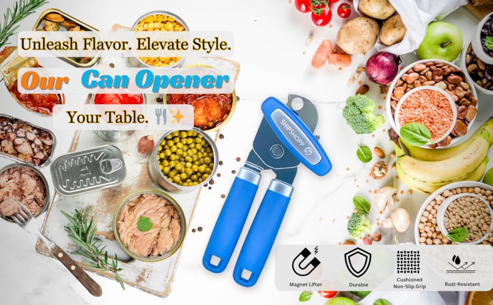 Can Opener High Grade Stainless Steel Can Openers That Work with Non Slip Handle