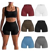 TEUN 6 Pcs High Waist Biker Shorts for Women, Workout Running Athletic Shorts, Seamless Anti Chaf...