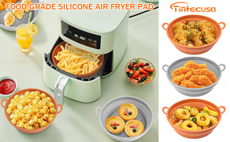 2Pack Silicone Air Fryer Liners Reusable, 7.5 Inch