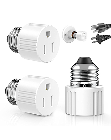 2/4 Pack White E26/E27 3 Prong Light Socket