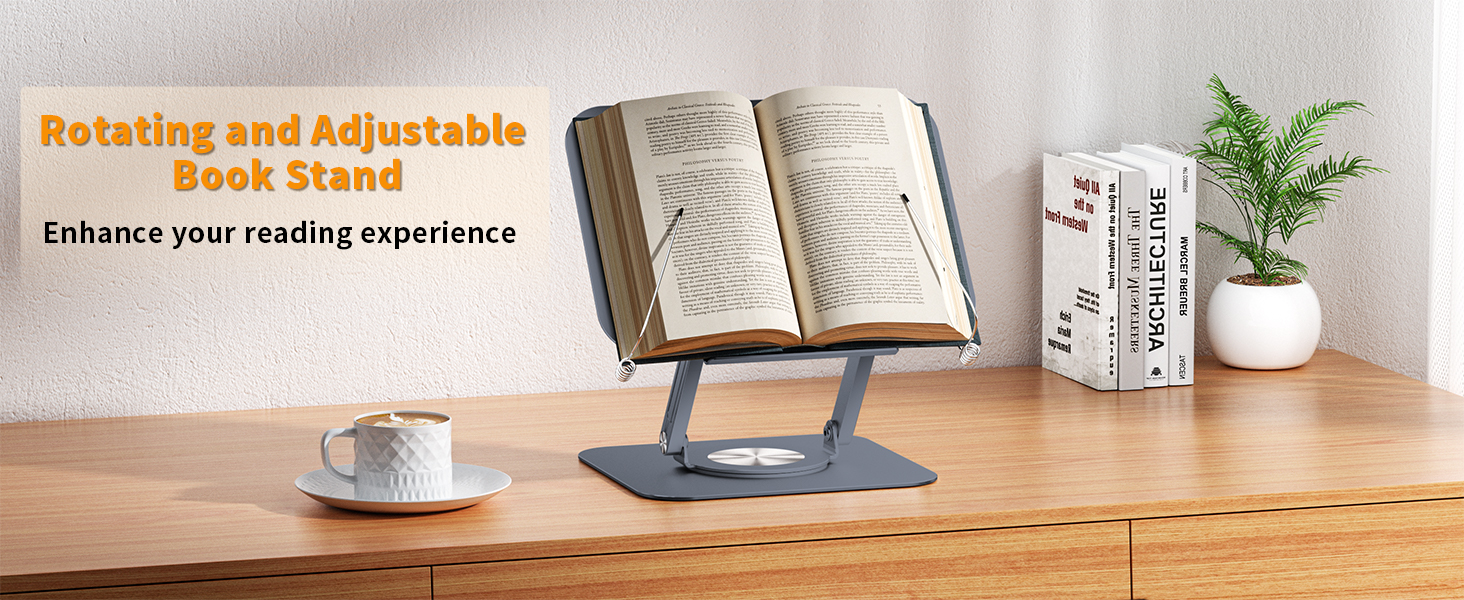 Book Stand with 360Degress Rotating Base, Aoevi Book