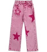 WDIRARA Toddler Girl's Star Print High Waisted Jeans Denim Pants with Pockets