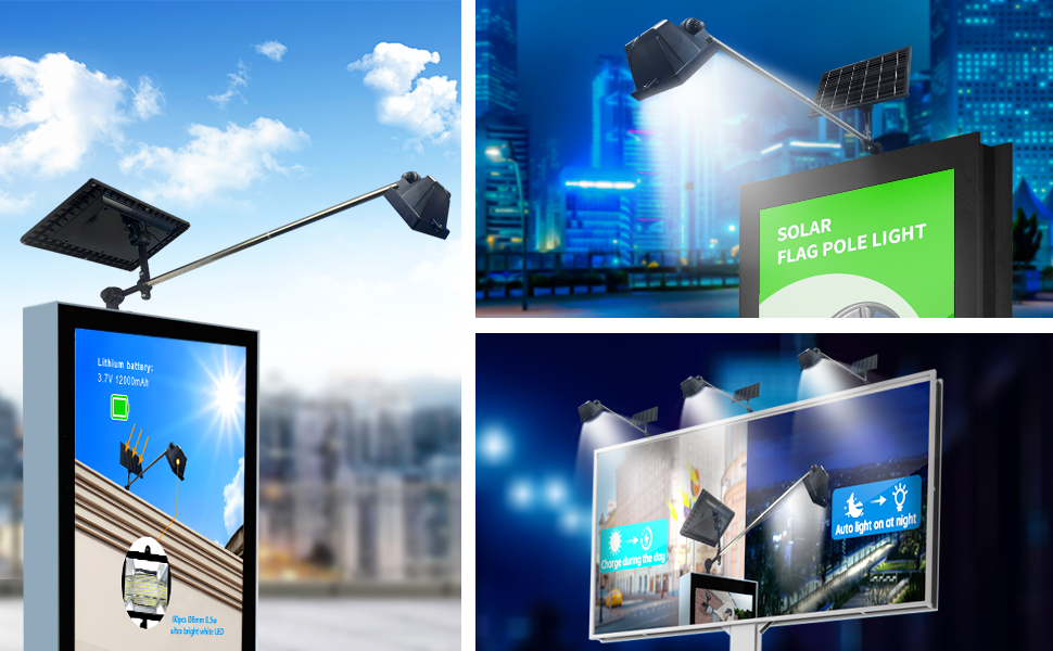 Solar Sign Light, Metal 60 LED Solar Sign Lights, Outdoor Sign Lighting