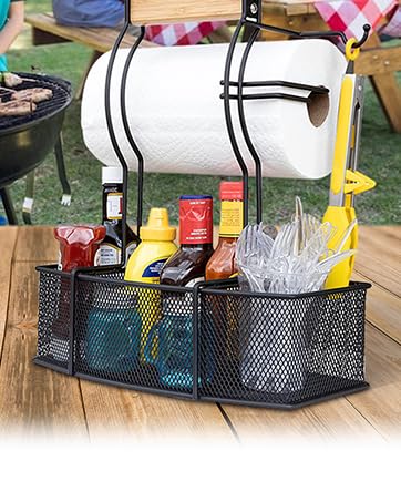 bbq caddy outdoor grilling grill cooking party condiments ketchup sauce souffle tissue steel durable