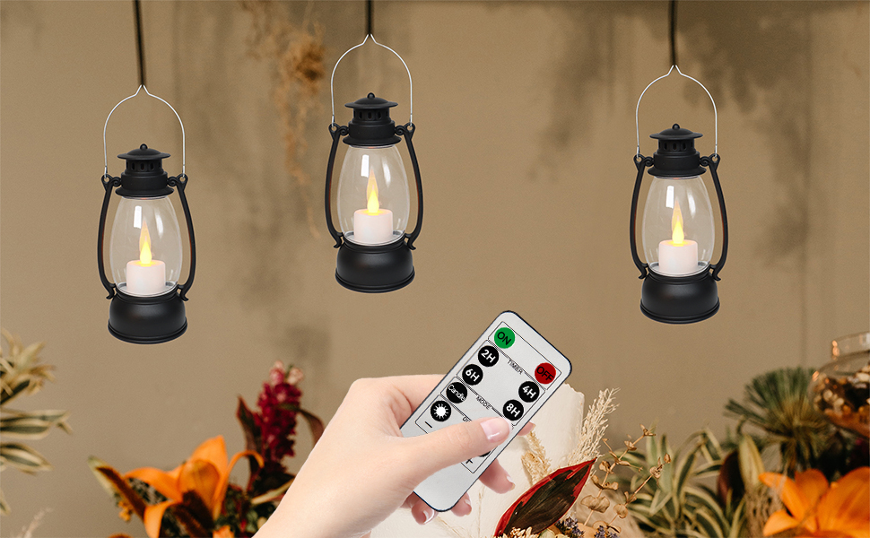 LLQ Small Lanterns Decorative with Remote, Vintage LED