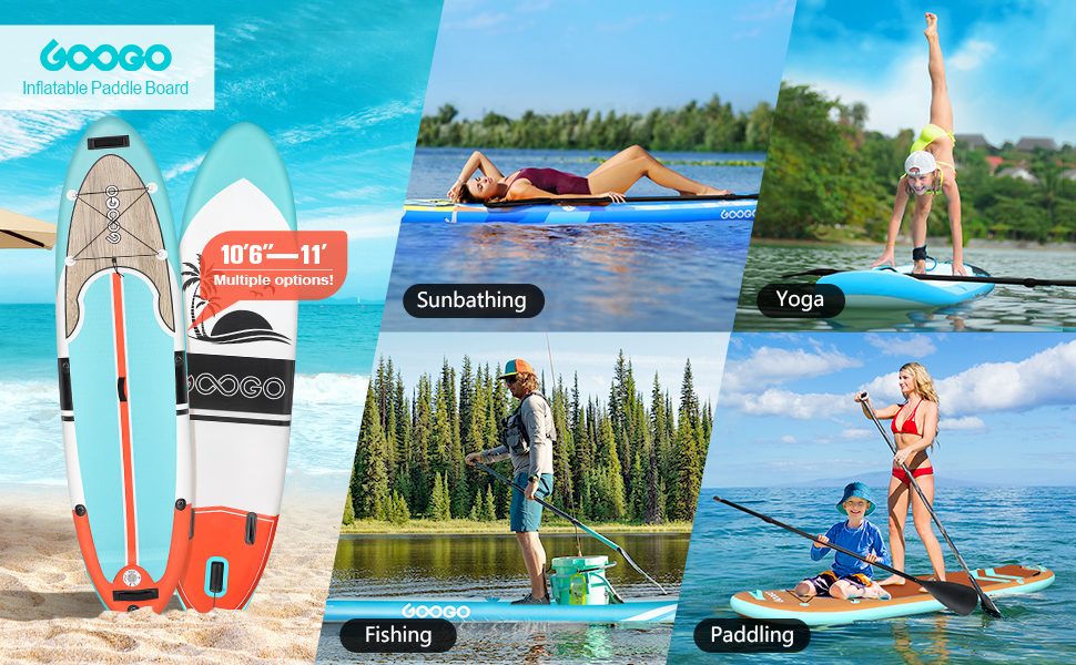 GOOGO Inflatable Paddle Board with Electric Pump, UltraLight Stand Up