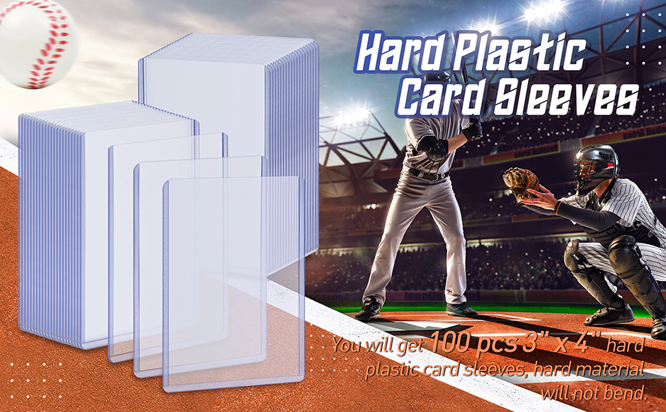 Vmiapxo 100 Pcs 3" x 4" Hard Plastic Card Sleeves, Top