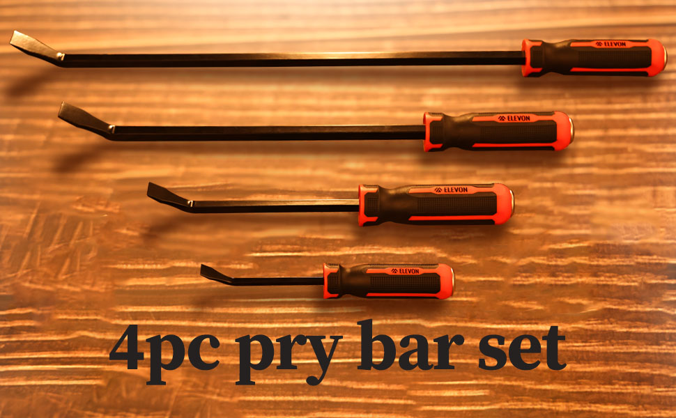 Elevon Pry Bar Set,4Piece Heavy Duty Pry Bar Mechanic Hand Tools with