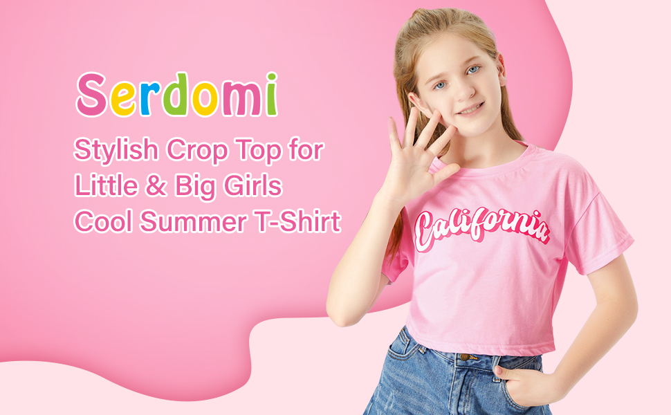 girls’ clothing Crop Top Summer T-Shirt Comfy crewneck hoodless short sleeves little teenager
