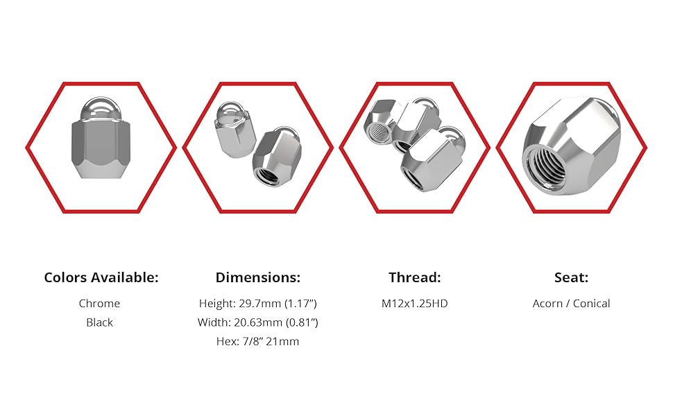 みるず Wheel Accessories Parts 10 pcs M12x 1.25 12x 1.25 Thread OEM