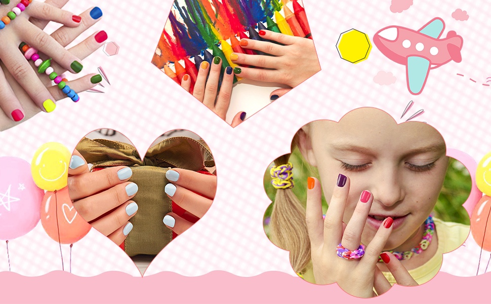 288 Piece Matte Fake Nails for Kids Acrylic Press on Nails, Wsimily 12 Colors Kids False Nails