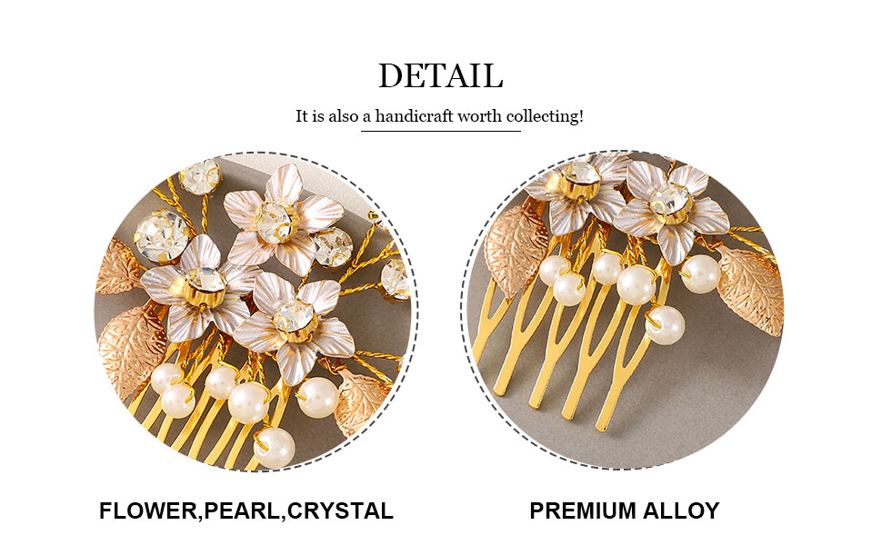 Casdre Crystal Bride Wedding Hair Comb Flower Bridal Hair Accessories Pearl Wedding