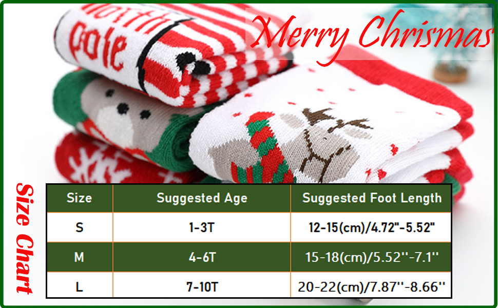 Christmas Gift Kid Socks for Kid Christmas Socks for Kids, 5 Pairs Unisex Christmas Crew Socks