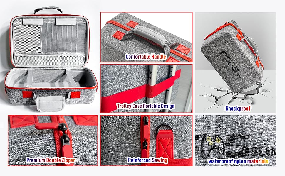 ASNOMY Carrying Case Compatible with PS5 Slim, PS5 Slim Travel Case Hard Shell Carry