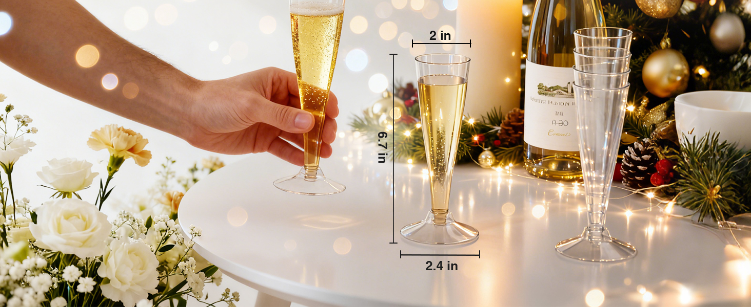20 Pack Champagne Flutes Plastic Wine Glasses Disposable, 4.5 Oz Gold Rim Mimosa Glasses for 2026 Engagement Wedding Birthday Bar Soccer Football Party Supplies, Bulk Toasting Cocktail Cups