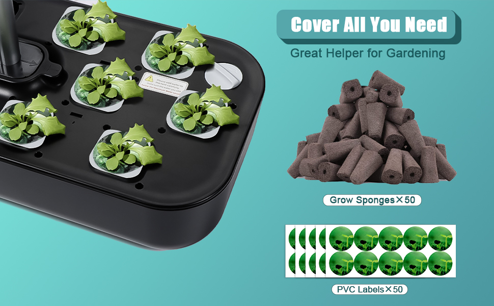 100pcs Seed Pod for Hydroponics Growing System, 50pcs Grow Sponges with 50pcs Pods