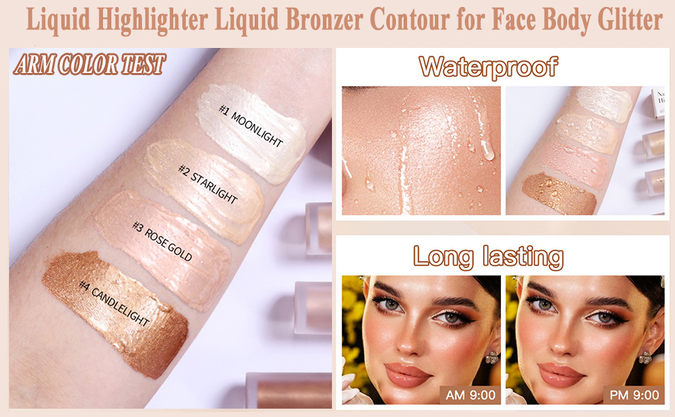 Liquid Highlighter, Highlighter Makeup Stick Face Body Shimmer Oil Long
