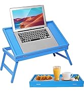 Bed Tray Table Breakfast Food Tray with Folding Legs Kitchen Serving Tray for Lap Desks Notebook ...