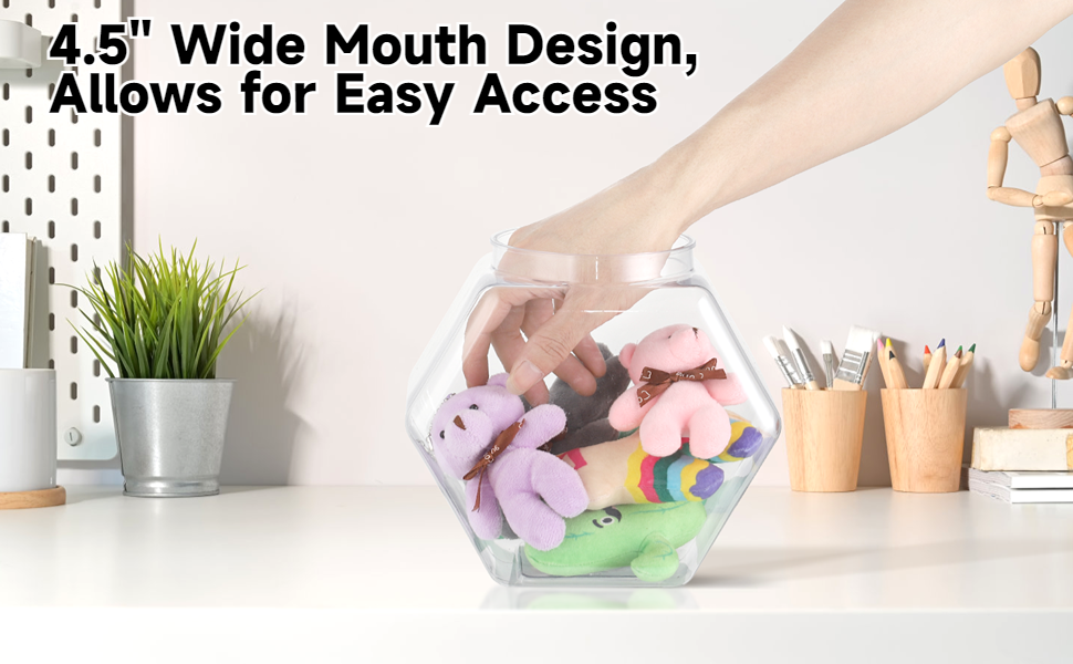 129oz Plastic Candy Jars, 2 Packs Hexagon Cookie jars with