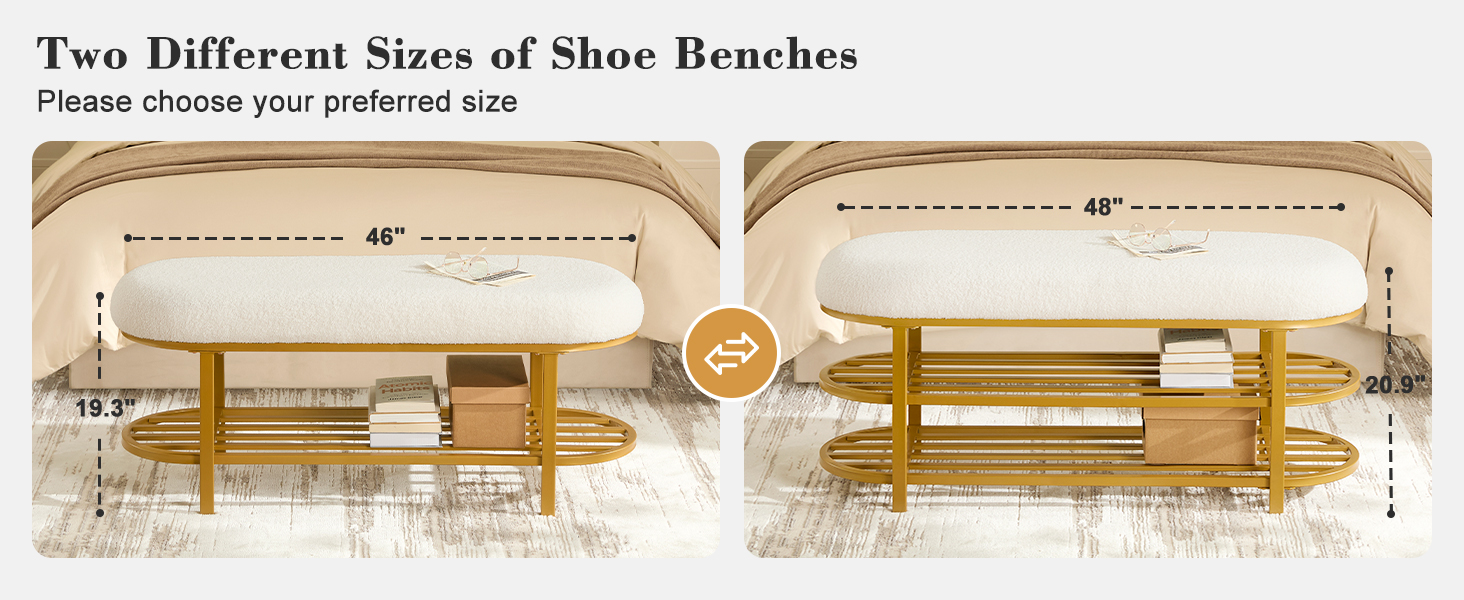 end of Bed bench with Shelf for Bedroom