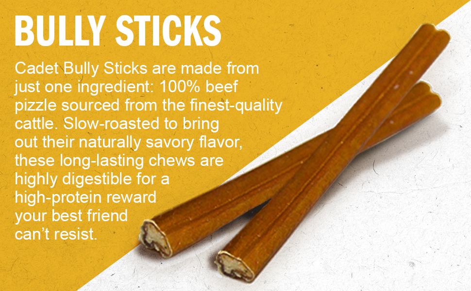 Cadet XSmall Bully Sticks for Dogs AllNatural, LongLasting GrainFree Dog Chews