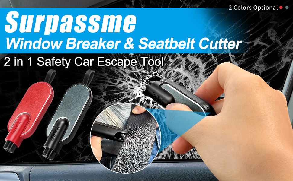surpassme Car Window Breaker Seatbelt Cutter, 2 in 1