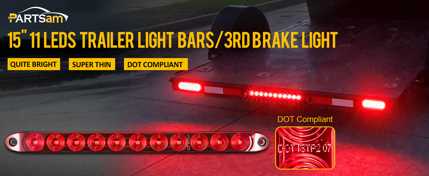 15 inch 11 LED Trailer Tail Light Bar Sealed Stop Turn Tail 3rd Brake Light Trailer Center Light Bar