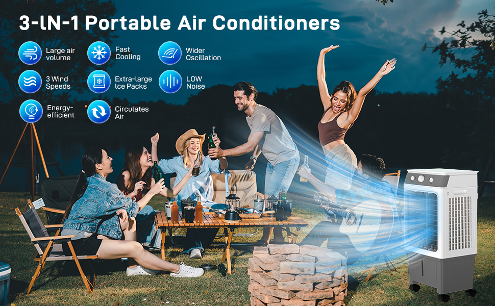 Amazon.com: SUZWIP 2800 CFM Portable Swamp Cooler, Evaporative Cooler w - What Is A Portable Evaporative Air Cooler