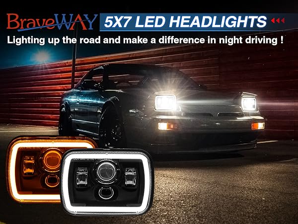 ●Rudeway Amazon.com: BraveWAY 7x6 LED Headlights Square Lights 5x7