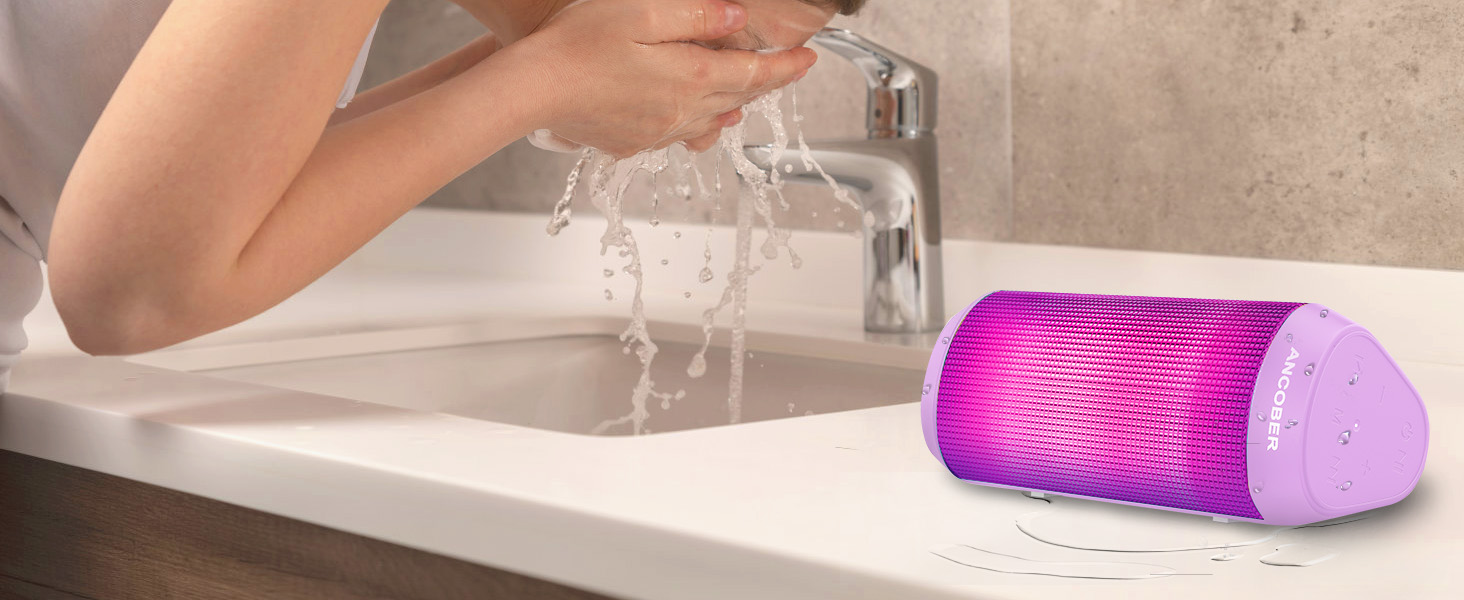 IPX4 Waterproof Bluetooth speaker,Resists splashing, water vapor, used indoors,outdoors,bathroom.