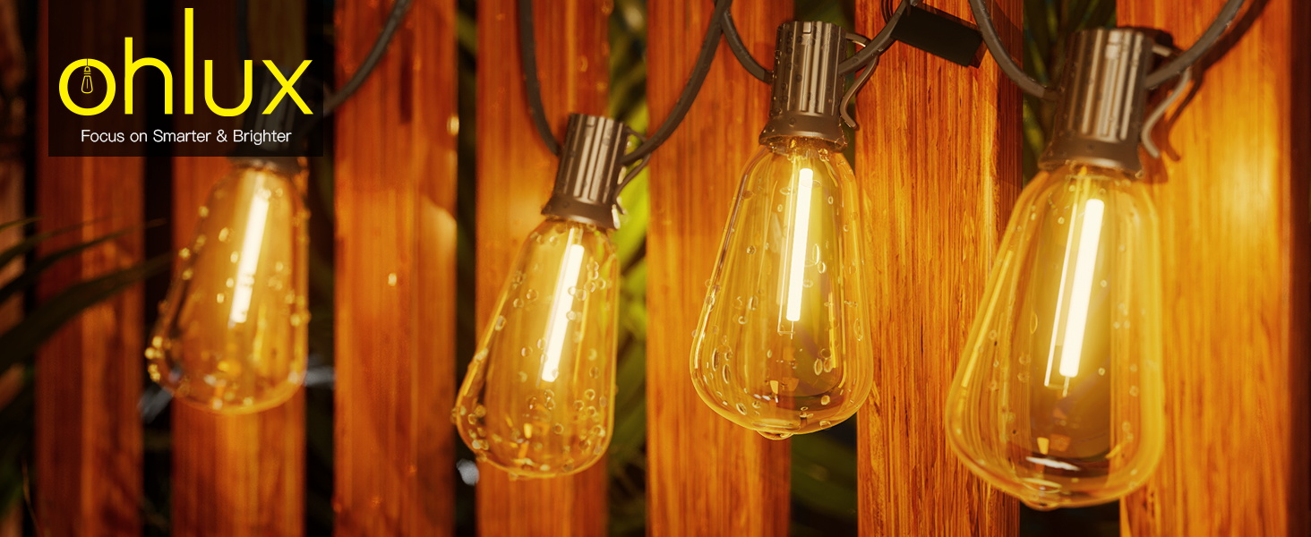 OHLUX String Lights for Outside,120FT Dimmable Outdoor String Lights