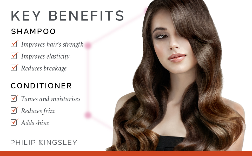 Philip Kingsley Haircare Smooth & Shiny Travel Set, Re Moisturizing Shampoo and Conditioner, Hydrates Coarse, Wavy and Frizzy Hair, With Elasticizer Deep-Conditioning Hair Mask 10 Re Moisturizing Shampoo and Conditioner, Hydrates Coarse, Wavy and Frizzy Hair