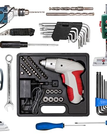 Goldsea Electric Screwdriver Cordless, Cordless Drill & Screwdriver Set, 47 in 1 Power Tools 4.2V Li-ion 3.5Nm Rotatable Cordless Electric Drill Drivers Home Improvement DIY 16 afv