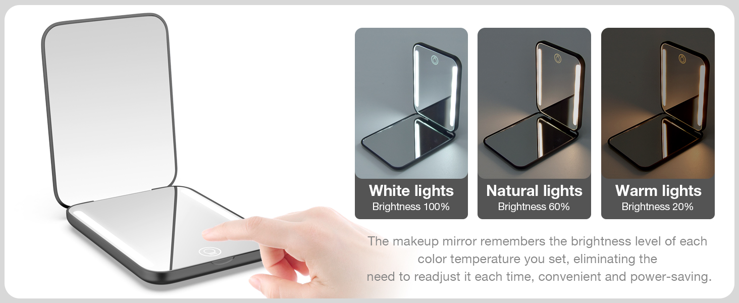 Kintion Rechargeable Pocket Mirror, 1X/3X Magnification LED Compact