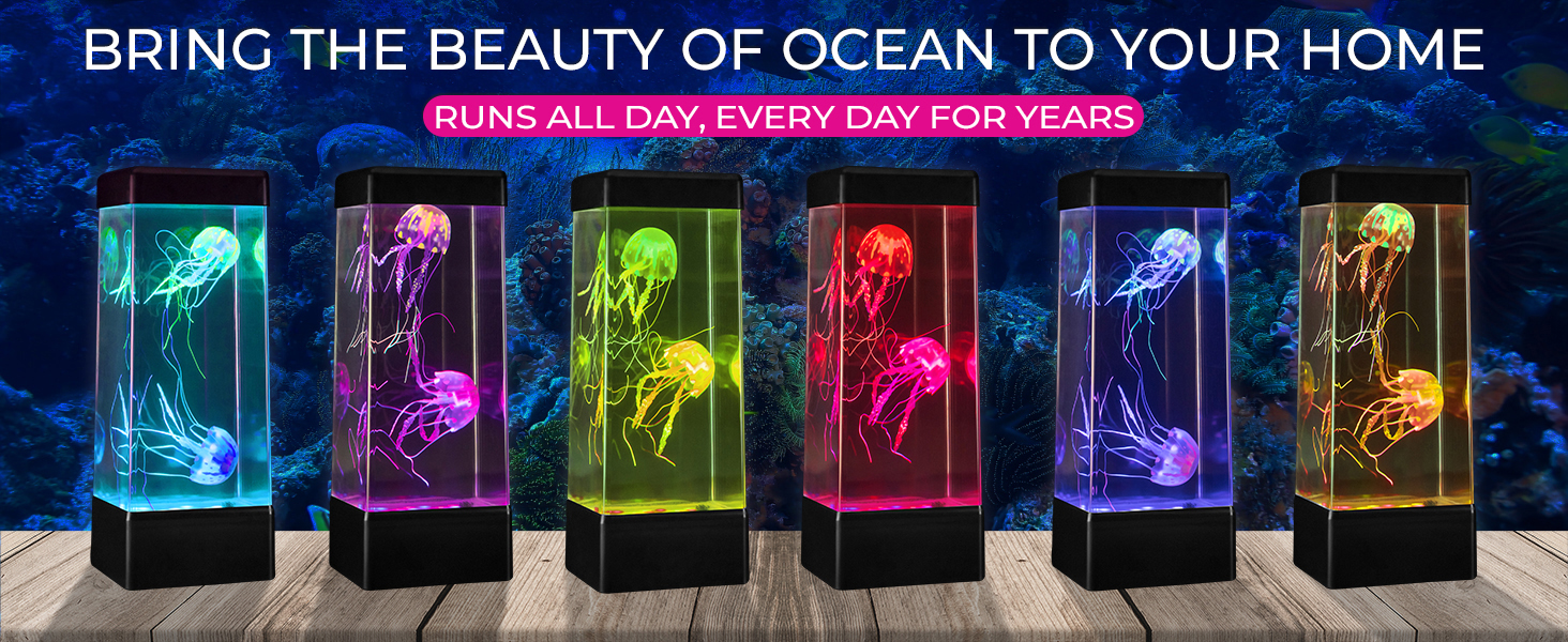 JINX Luminous Jellyfish Lava Lamp Jelly Fish Lamp with 18 Color LEDs