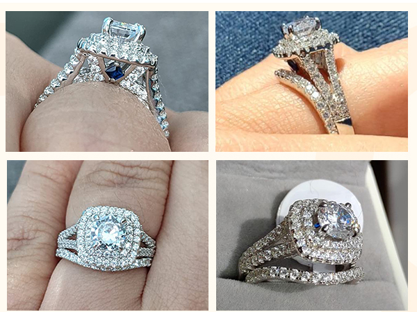 Amazon.com: Newshe Jewellery Wedding Engagement Ring Set