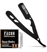 Facón Straight Razors for Men - Professional Barber Straight Edge Razor Kit with 100 Blades, Clas...